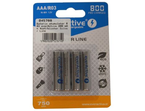 Bateria akumulator R03 everActive 800 mAh 4szt/bli