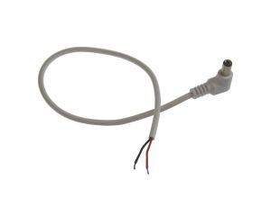 Wtyk DC 2,1/5,5 kątowy na kablu 30cm biały kabel p