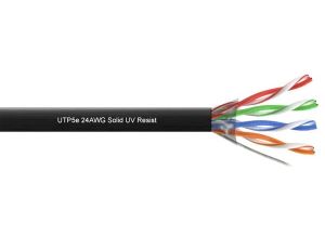 Przewód UTP5E drut Cu UV czarny 305m ECO