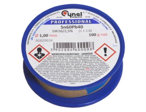 Cyna 1,00/ 100g Sn60Pb40 z topnikiem Cynel