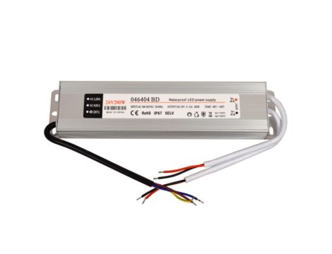 Zasilacz LED 24V 200W slim napięciowy IP67 alumini