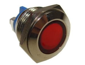 Kontrolka LED 18mm 12V metal czerwona