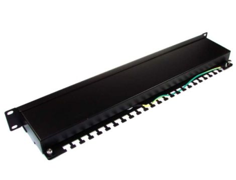 Patch panel 24-port STP6 1U 19" złącza dual block - 2