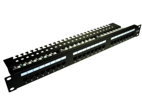 Patch panel 24-port UTP5e 1U 19" półka organizer