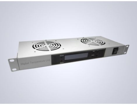 Panel wentylacyjny x2 z termostatem 19" 1U RAL7035