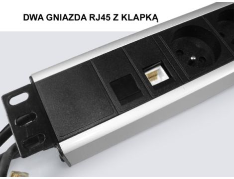 Listwa zasilająca 1,5U 19" 6 gniazd +2*RJ45 - 2