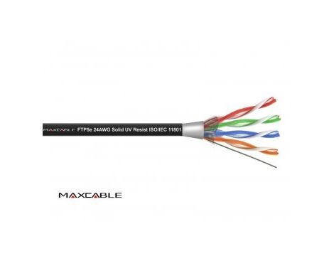 Przewód FTP5E drut Cu UV czarny MAXCABLE