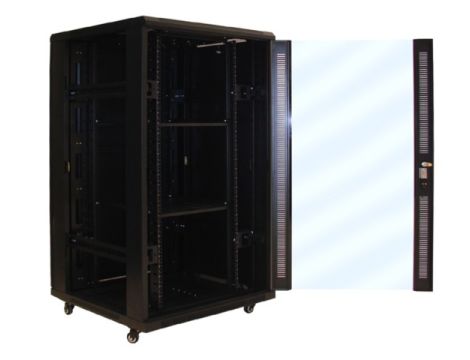 Szafa 19" stojąca 27U 600x600 BETA RAL9004 szkło - 2