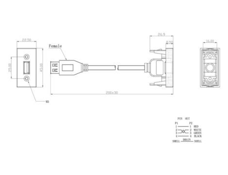 Adapter Mosaic 22,5x45 Gniazdo USB-USB 3.0 na kabl - 2