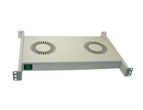 Panel wentylacyjny x2 z termostatem 19" 1U RAL7035 - 2