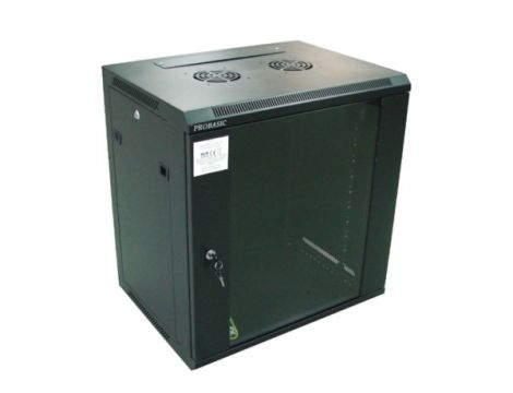 Szafa 19" wisząca ZETA 12U 600x450 RAL9004 szkło