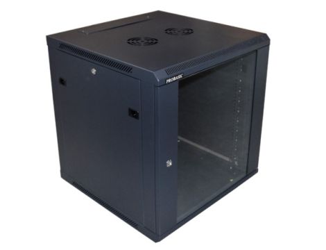 Szafa 19" wisząca ZETA 12U 600x600 RAL9004 szkło