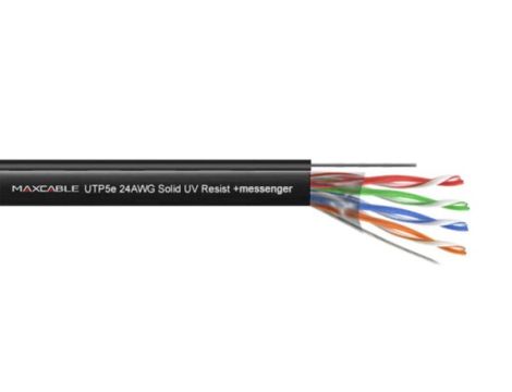 Przewód UTP5E drut Cu UV+ linka nośna 500m MAXCABL