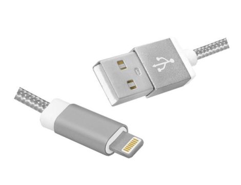 Kabel USB wtyk A- lightning 1,0m srebrny HQ