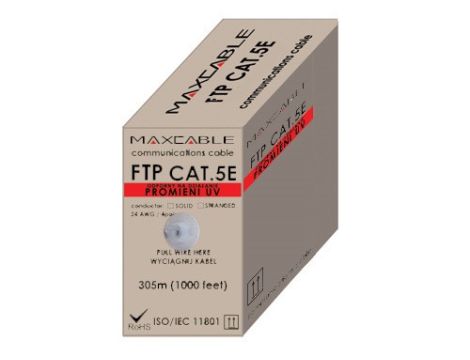 Przewód FTP5E drut Cu UV+ linka nośna 305mMAXCABLE - 2