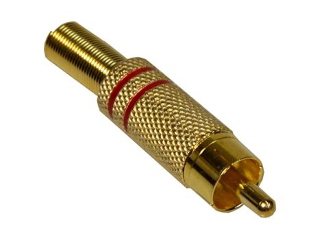 Wtyk RCA 6mm złoty metal czerwony