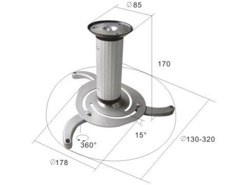 Uchwyt projektora sufitowy 10kg srebrny - - 2