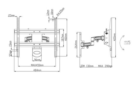 Uchwyt LCD 23"-37" 36kg srebrny regulowany - 2