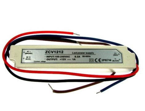 Zasilacz LED 12V  12W napięciowy IP67 plastik - 2