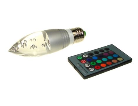 Żarówka LED Offa  E27 3W  RGB z pilotem srebrna-