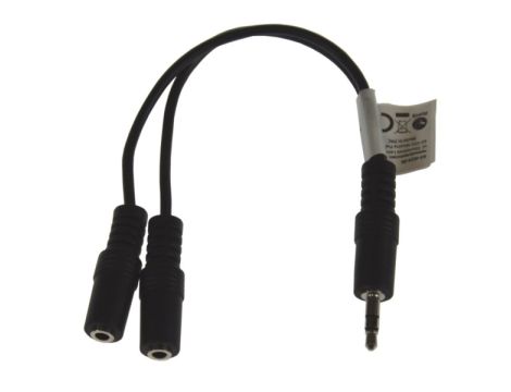 Rozgałęźnik Jack 3,5 stereo na kablu 10cm czarny