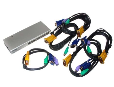 Przełącznik KVM 4/1 z kablami- - 3