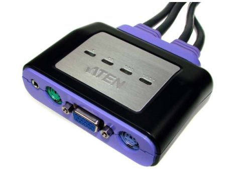 Przełącznik KVM 4/1 PS/2 +audio z kablami mini- - 2
