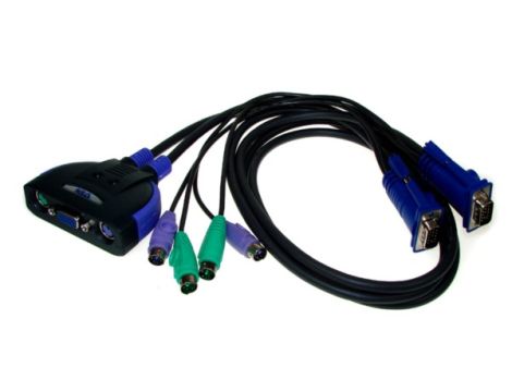 Przełącznik KVM 2/1 PS/2 z z kablami mini -