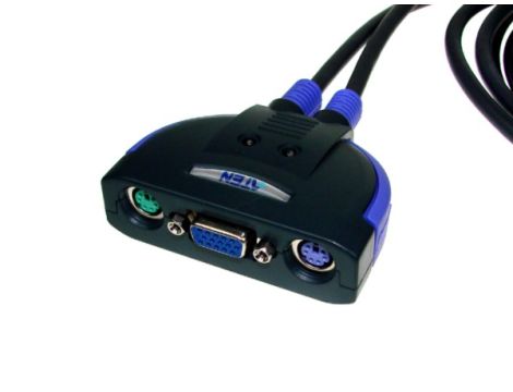 Przełącznik KVM 2/1 PS/2 z z kablami mini - - 3
