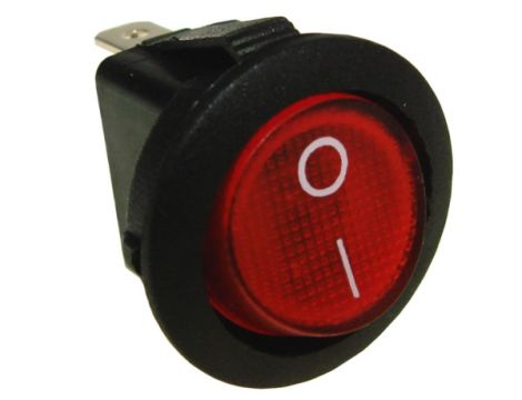 Przełącznik podświetlany okrągły czerwony 250V/6A