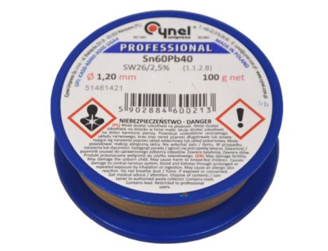 Cyna 1,20/ 100g Sn60Pb40 z topnikiem Cynel