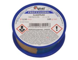 Cyna 2,50/ 100g Sn60Pb40 z topnikiem Cynel