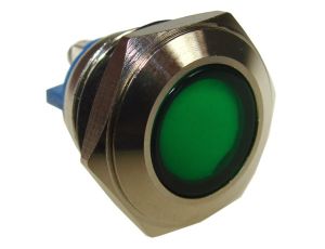 Kontrolka LED 18mm 230V metal zielona