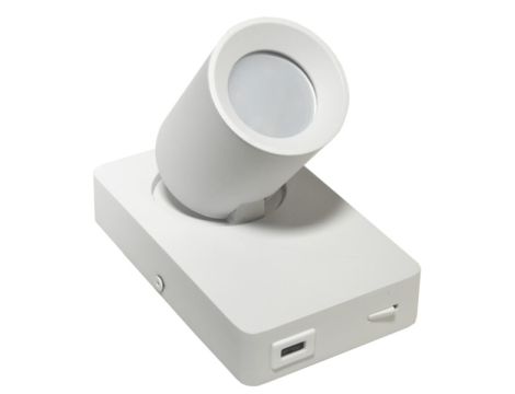 Lampa spotlight Taft 1xGU10 biała  gniazdo usb