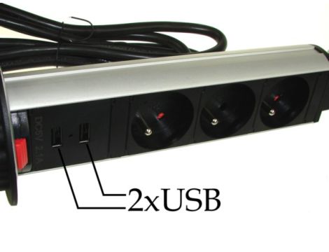 Listwa zasilająca COLUMN KZ 3 gniazda + 2*USB 2m - 2