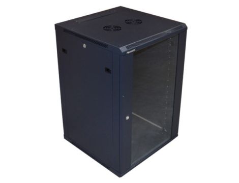 Szafa 19' wisząca ZETA 18U 600x600 RAL9004 szkło d