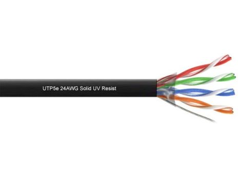 Przewód UTP5 drut CCA 305m UV czarny ECO