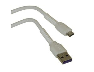 Kabel USB wtyk A- micro USB B 1,0m 3A biały HQ MXU
